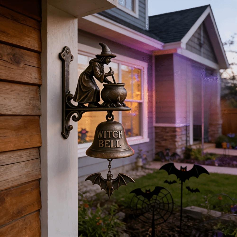 Vintage Halloween Witch Doorbell Zinc Zinc Alloy Witch Hanging Ornament Practical Halloween Door Hanger Gift