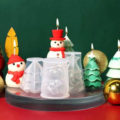 3D Christmas Tree Silicone Candle Mold 3D Gentleman Snowman Aromatherapy Gypsum Soap Resin To Make Christmas Crafts Gifts