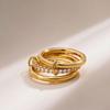 Interlocking Zirconia Two-Tone Diamond Ring, Multi-Element Plain Band
