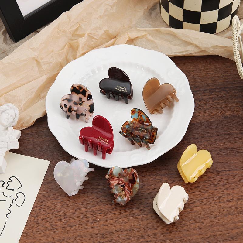 French Heart Hairpin: Chic Acetic Acid Half-Tied Clip, Stylish Shark Design for Women