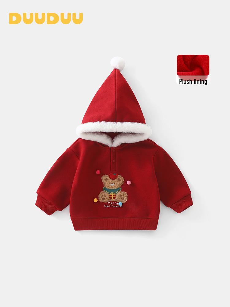DUUDUU Children’s Fleece-Lined Hoodie 2025 - Winter Style Thick Sweatshirt