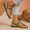 Fashion Rhinestone Decor Women Beach Shoes Women's Solid Color Thong Sandals Elastic Ankle Strap Lightweight Soft Sole Glitter Shoes