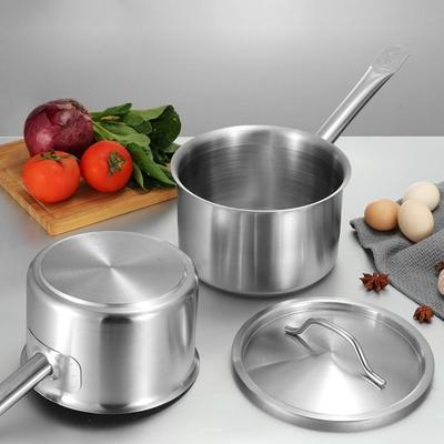 New Stainless Steel Sauce Pan with Lid 1.3L/1.9L/2.8L Milk Pot Practical Milk Steamer Kitchen Supplies
