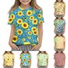 Kids Floral Print Crew Neck Short Sleeve Casual Loose Fit T-Shirt Comfortable Lightweight Soft Fabric Summer Top for Boys Girls