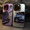 Fashionable car print anti-drop phone case for iPhone 16 13 14 11 12 15 plus 16 Pro Max X XR Xs colored silver IMD hard cover