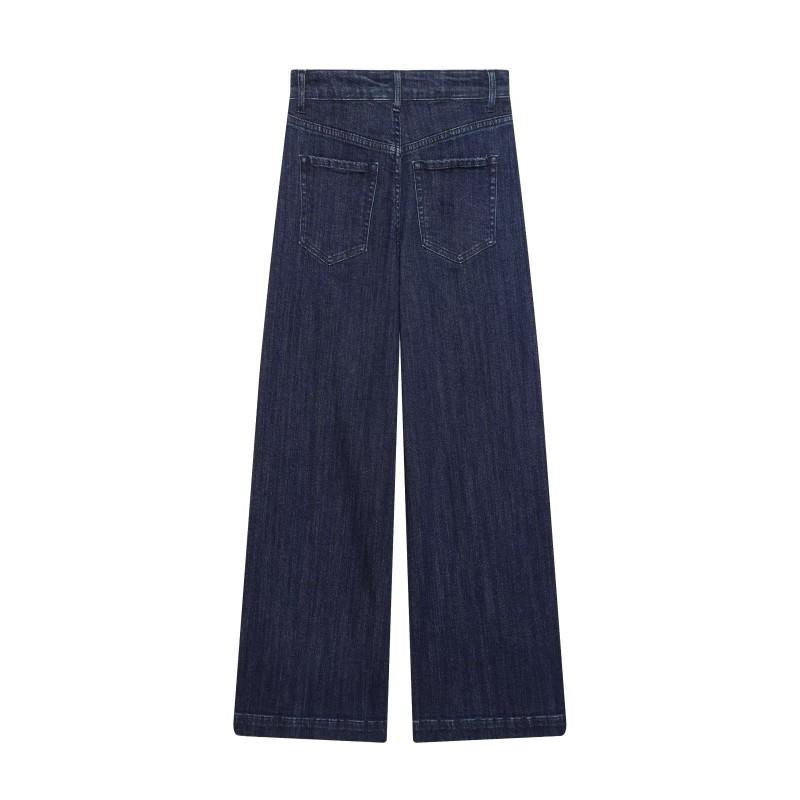Womens 2026 Vintage Washed High Waist Wide Leg Denim Pants