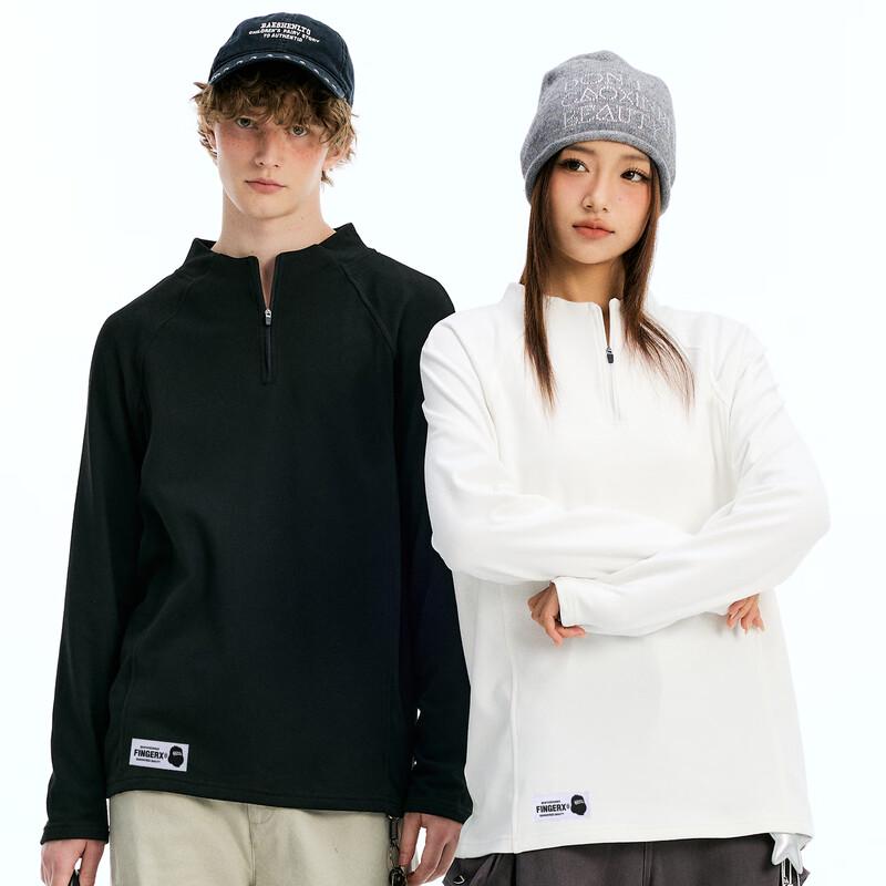 Fingercroxxit Unisex Thermal Fleece Half-Zip Long Sleeve T-Shirt