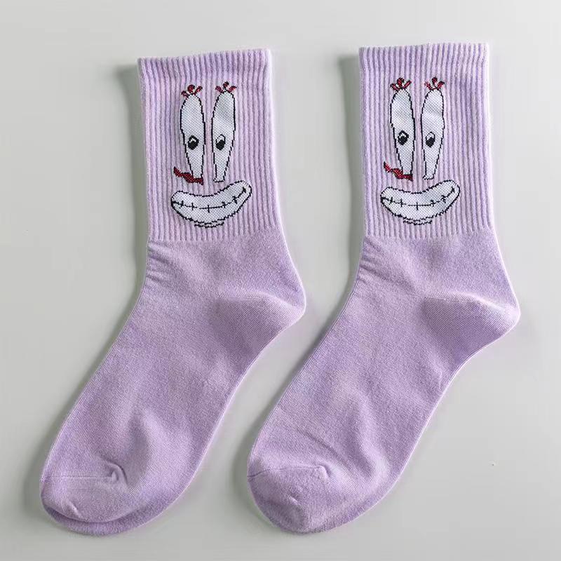 Korean Style Cute Cartoon Mid-Calf Socks for Girls – Trendy Student Sports Stockings for All Seasons