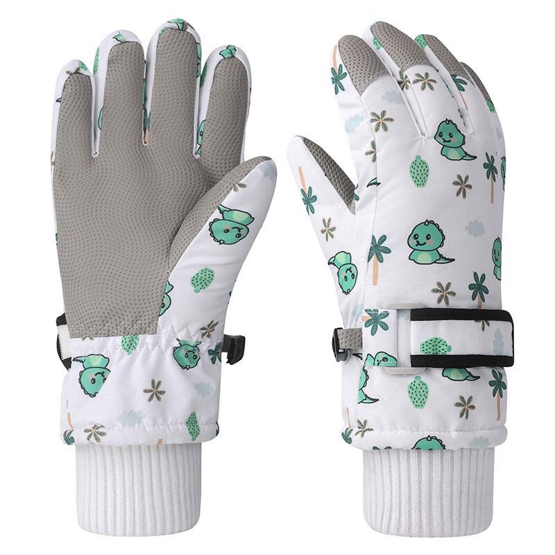Children's Waterproof Winter Ski Gloves - Pink Rabbit Print