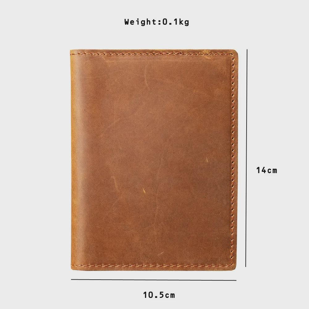 5504 Genuine Crazy Horse Leather Passport Wallet for Men and Women - Card Holder & Travel Accessory