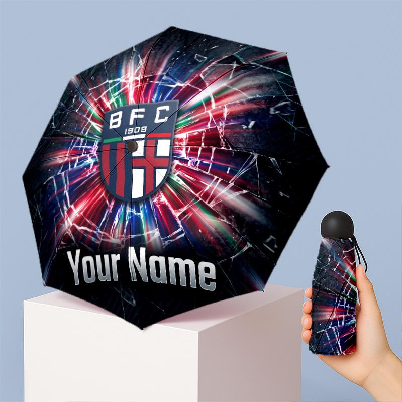 Bologna FC Manual Five Fold 8 Rib Umbrella Support Custom Text, Lightweight Travel Umbrella