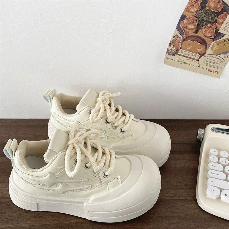 Retro Big Head Spring and Autumn New Thick-soled Heightening Leisure Sports Ugly Cute Bread Shoes