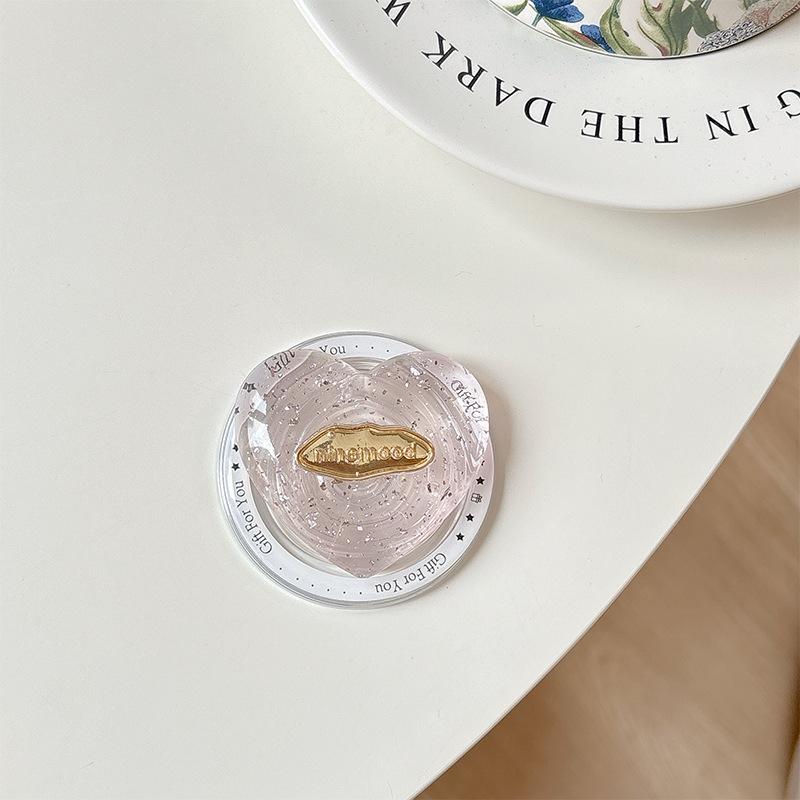 Transparent Solid Silver Foil Sequined Love Mobile Phone Airbag Bracket Telescopic Magnetic Magsafe Ring Grip Bracket