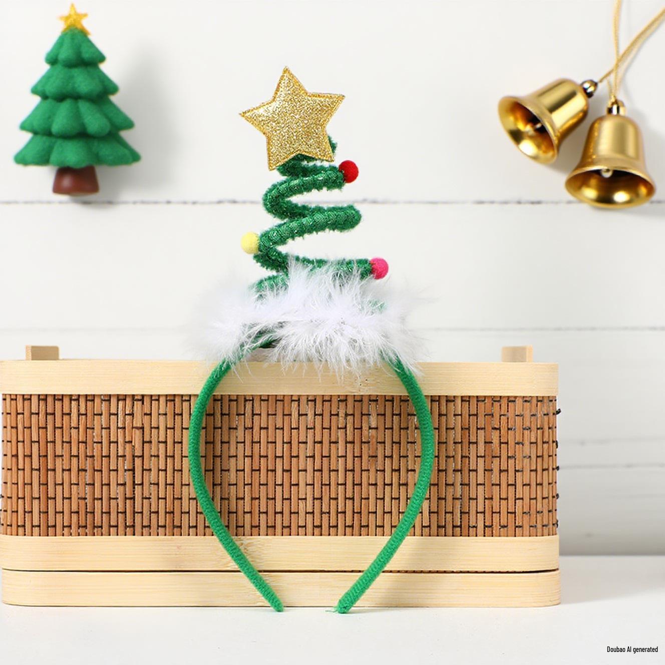 

Christmas Headband: Festive Decoration and Cute Spring Accessory for Children зелений