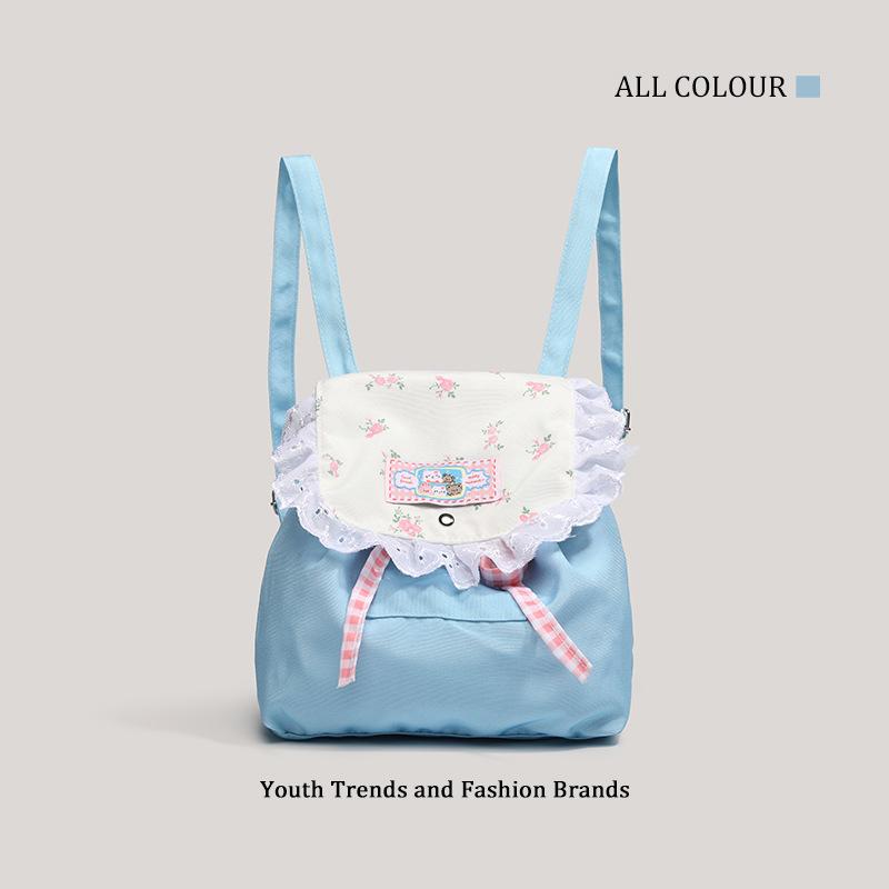 

Японский милый рюкзак для девочки женский Мори маленькая сумка с цветами кошка кружево повседневный портативный повседневный рюкзак для поездок синий