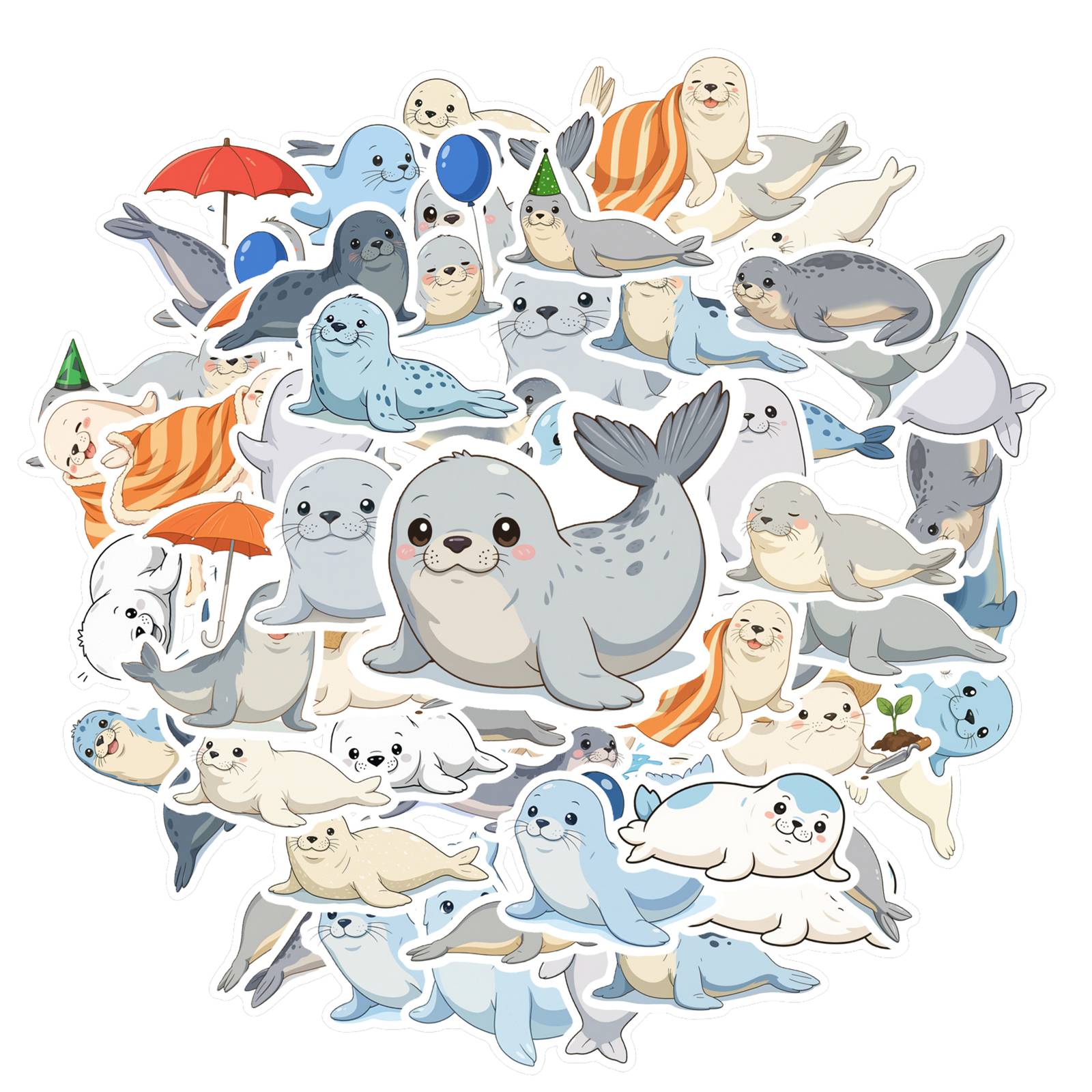 

35pcs Whimsical Cute Cartoon Stickers Adorable Marine Life DIY Stickers Stationery Stickers For Suitcase Fridge Phone Luggage