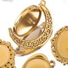 2pcs Stainless Steel Retro Heart Round Charms Blank Tray Base Gold Plated Cabochon Cameo Base Tray Bezel Pendant Jewelry Finding