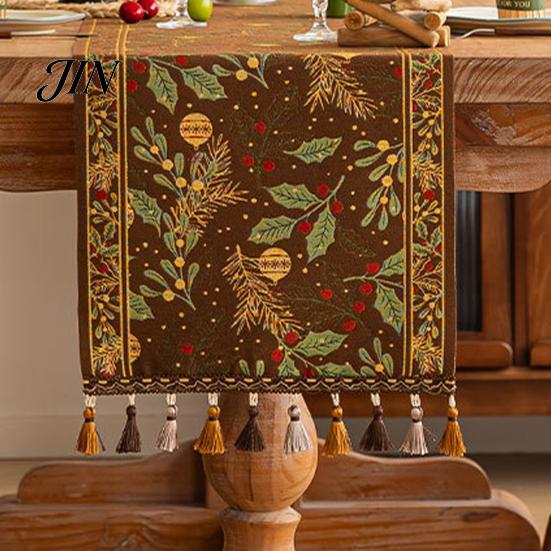 Spill Proof Table Runner Christmas Runner, Durable Decorative Stitching Decoration, Protects from Hot Pans Scratch for Dining Room Kitchen Wedding