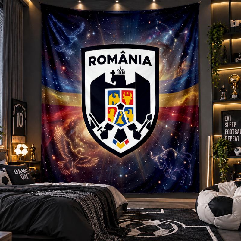 Tapisserie murale Imprimé Football Roumanie Tissu pour Salon Chambre Décoration de Maison