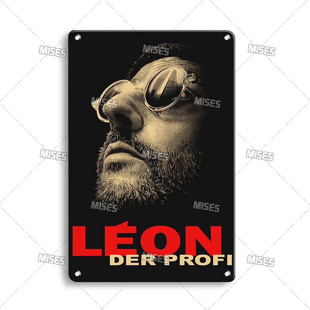 MISES Lon Klassischer Film Metallposter Killer Leon Kneipe Metallblechschild Wandplatte Haus Garten Metallschild Wand Industrielle Dekoration