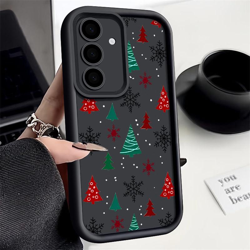 For Samsung Galaxy S25 Edge S24 Ultra S23 S22 Plus S21 FE A16 A26 A17 A35 A36 A54 A55 A56 5G Capa Christmas Tree Snowflake Case