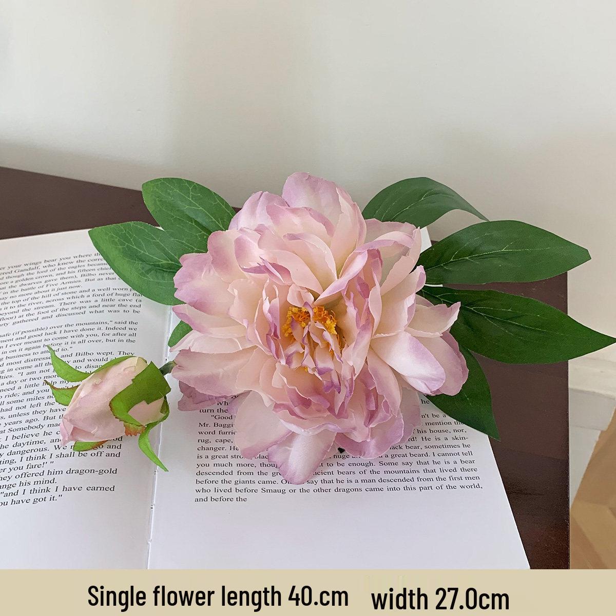 

Purple Peony Artificial Flower in High-End Ceramic Vase for Luxury Living Room or Bedside Table Decoration.
