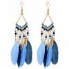 Bohemian Feather Earrings for Women, Face-Slimming Ethnic Style, Long Travel & Holiday Accessory