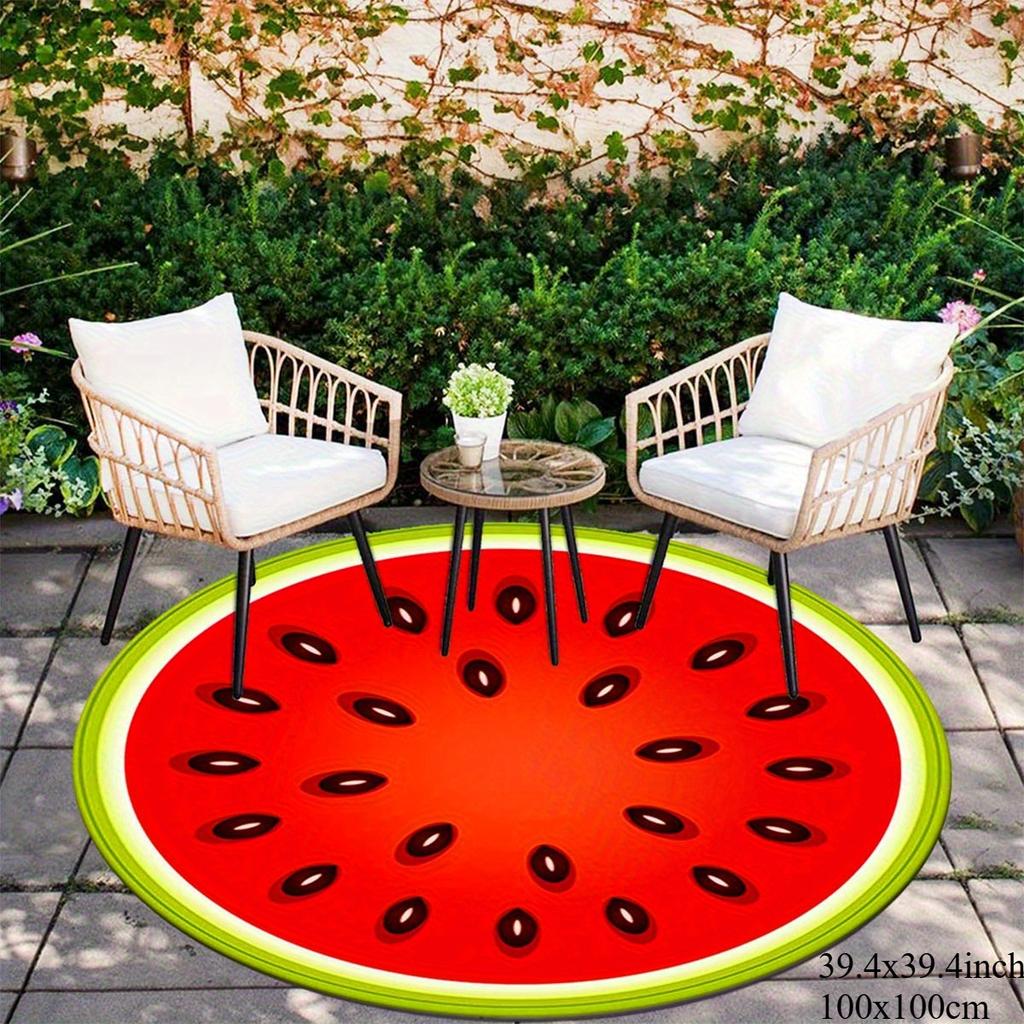 Süßer runder Wassermelonen-Teppich Flanell bedruckte Fußmatte Kinderzimmer Dekor Sommer-Thema Spielzimmerteppich Schlafzimmer Kinderzimmer Möbel