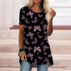T-shirt Confortable à Manches Courtes et Col Rond Imprimé Dinosaure Bleu d'Été pour Femmes Grandes Tailles Décontracté Ample Mi-Longueur Hauts