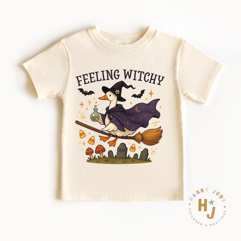 Feeling Witchy Goose Toddler Tee - Funny Halloween Kids Shirt 110