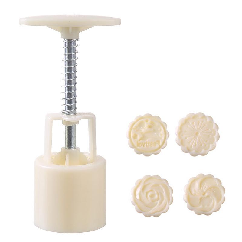 Hand Press Mooncake Mold Easy Demolding Clear Flower Stamps Food Grade for Home Baking Mid Autumn Festival DIY