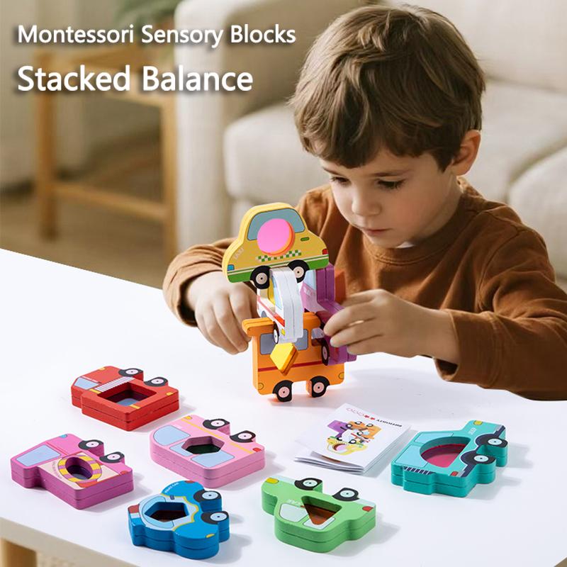 Translucent Wooden Animal Stacking Toys Children Balance Blocks Matching Game Early Montessori Sensory Thinking Educational Toys
