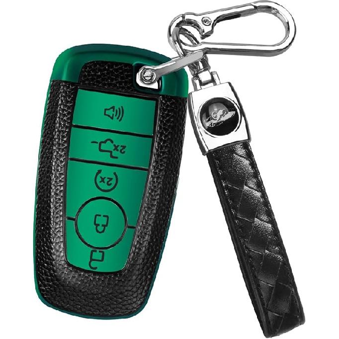 QBUC for Ford Key Fob Cover,Key Cover with Keychain for ford,Key Case Full Protection Key Case Shell Shell for Mustang Raptor Remote car Key Fusion