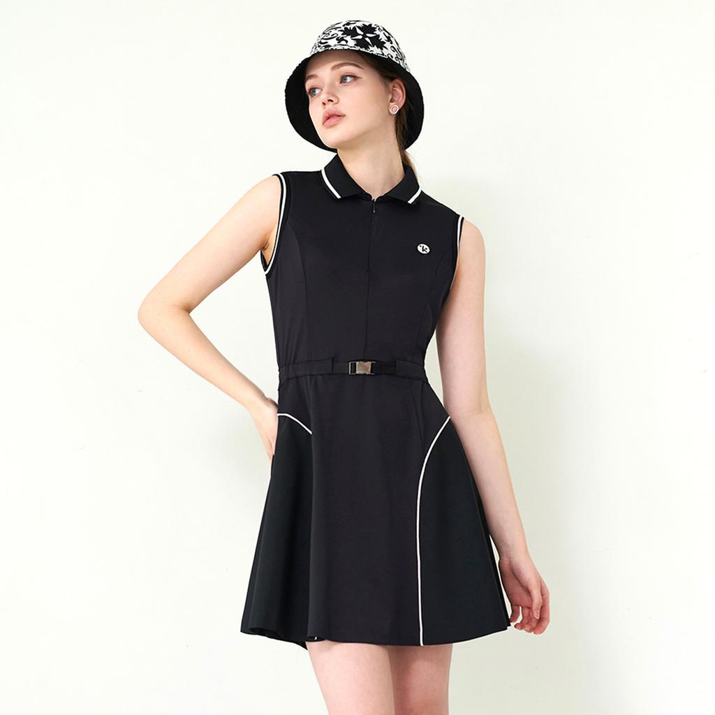 Rick Zip-Up Stitch Sleeveless Dress (Black)_L3A1-Op03C