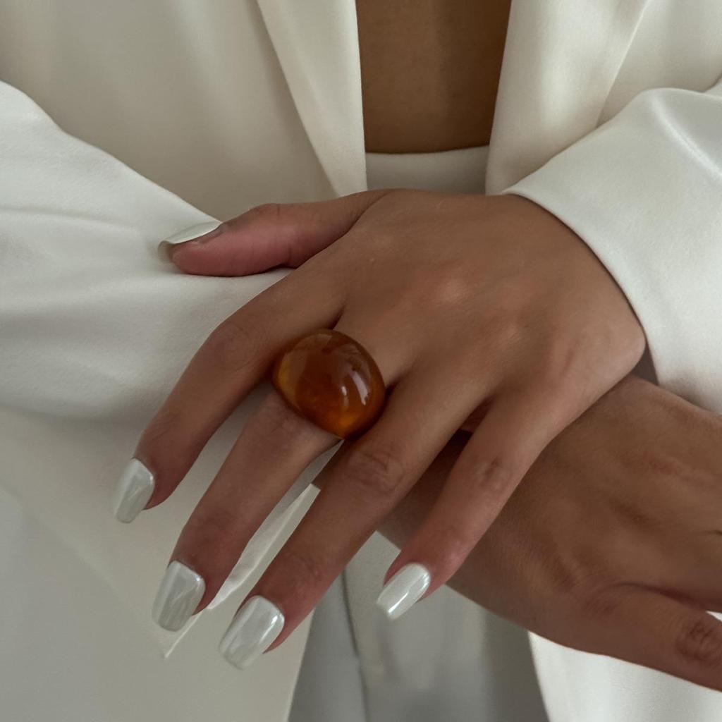 Vibrant Geometric Acrylic Ring - Trendy Candy Color Fashion Jewelry for Women