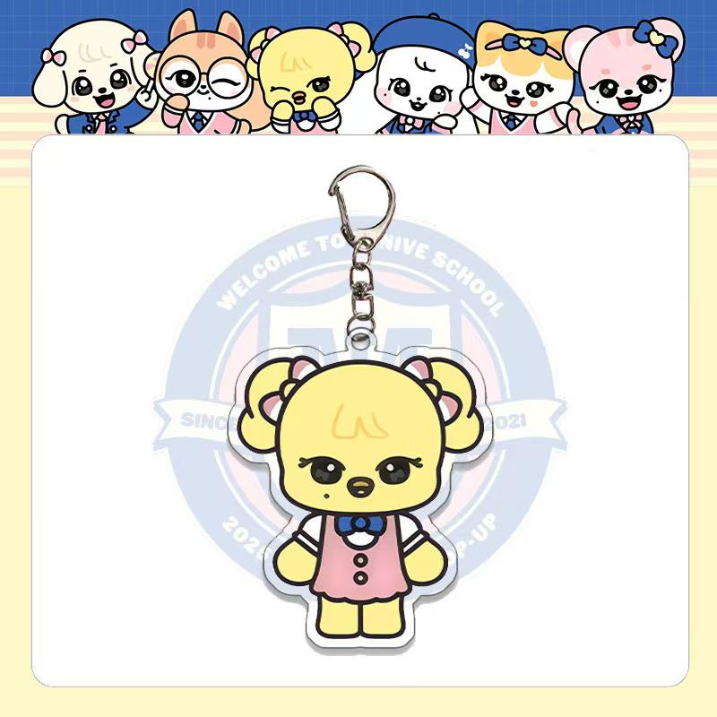 IVE 'MINIVE' Pop-up Campus Edition Cartoon Acrylic Keychain - LIZ, Ahn Yujin, Jang Wonyoung