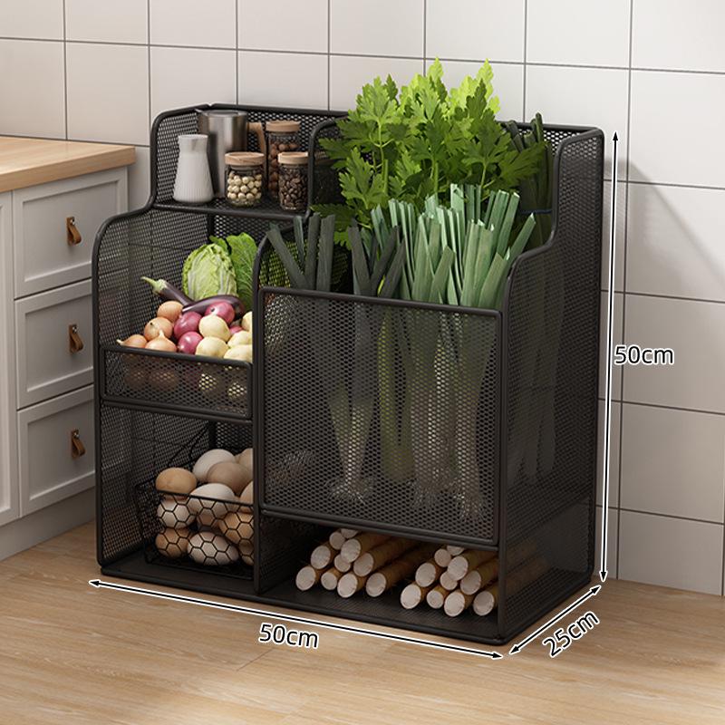 Multi-functional Kitchen Storage Rack: Multi-layer Basket for Fruits, Vegetables, Onions, Ginger, and Garlic