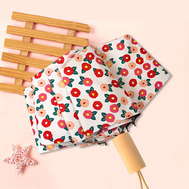 Fully Automatic Dual-use Sunny and Rainy Female Three Fold Black Plastic Sun Protection UV Protection