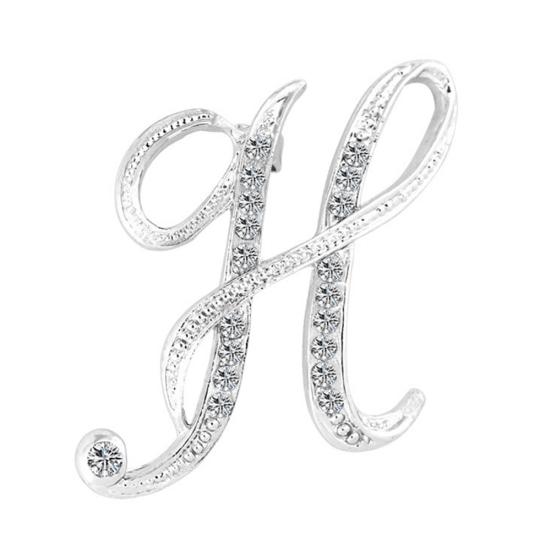 1 Pc Fashion Unisex Rhinestone English Letters Alphabet A-Z Brooch Pin Ornament