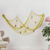 Mediterranean Decorative Fishing Net, Thick Thread Cotton and Linen Rope Shell Background Wall Creative Photo Decorative Hanging Net