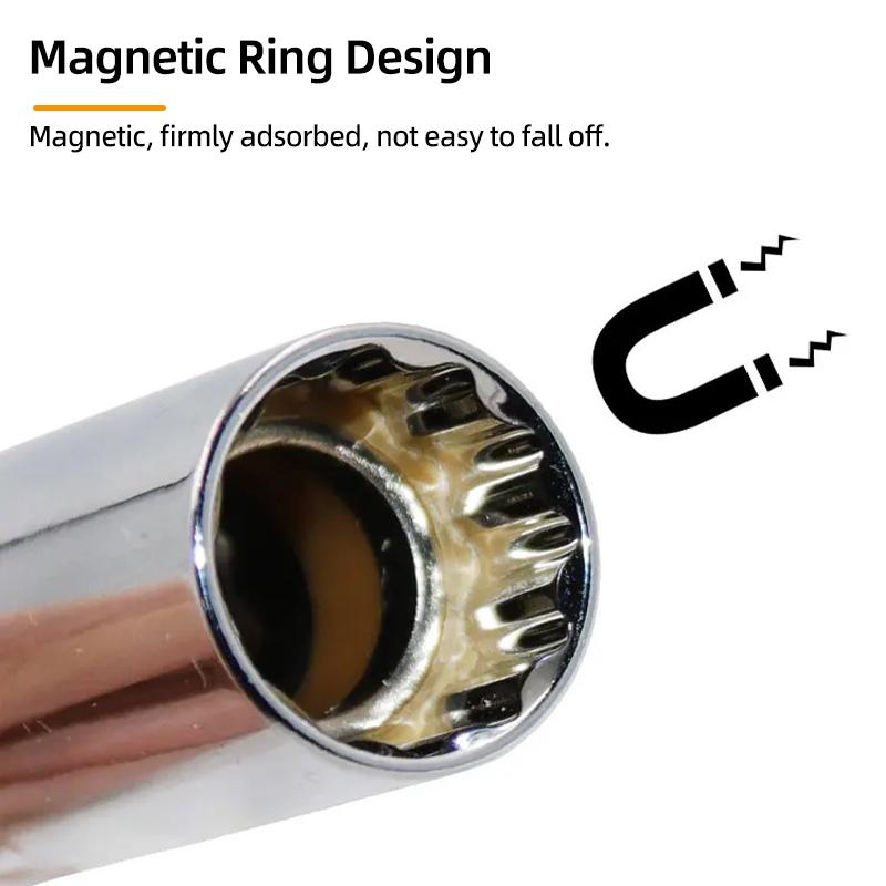 Universal Spark Plug Socket Wrench Adapter Magnetic 3/8" Drive 12 Angle Spark Plug Removal 14mm 16mm Car Repair Removal Tool