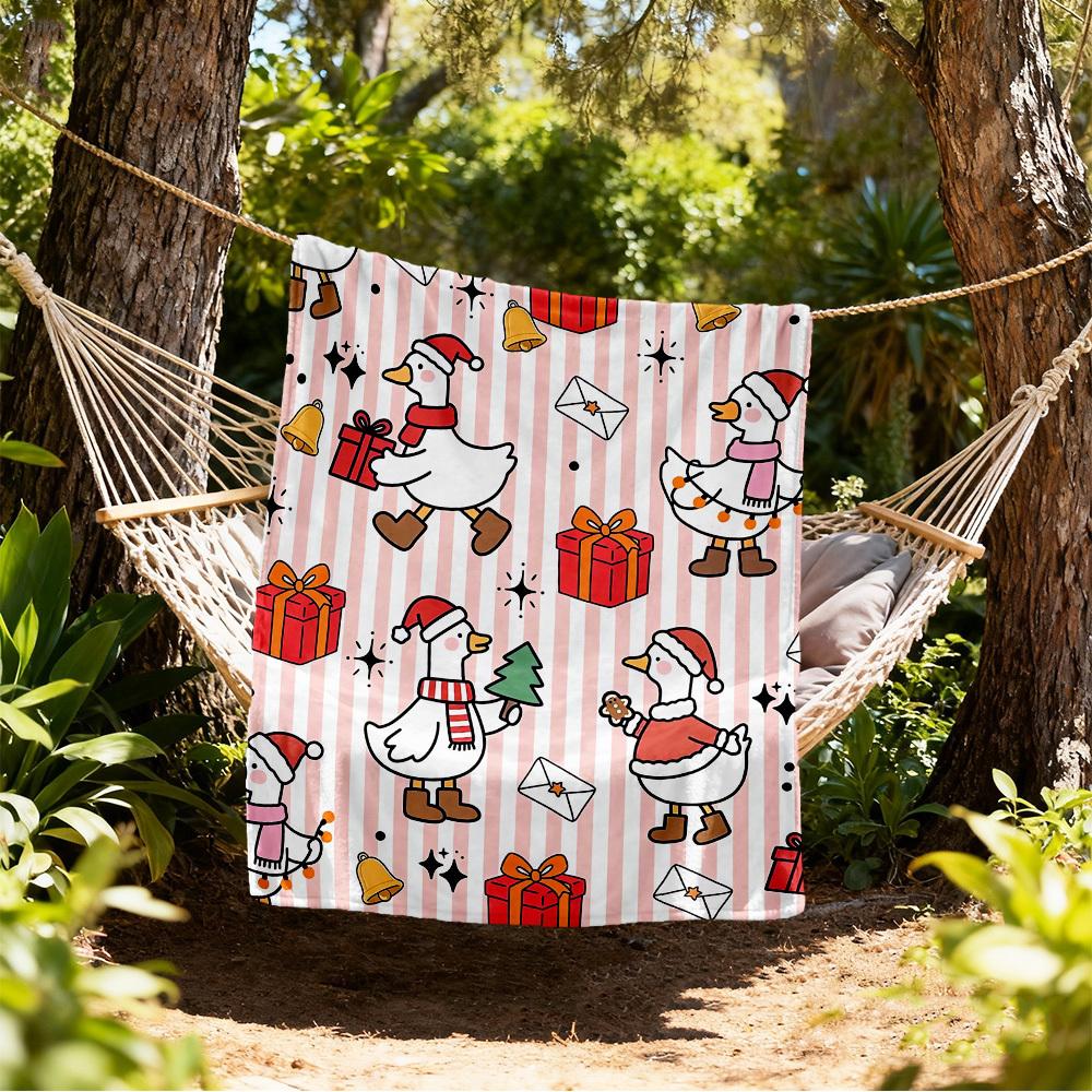 Christmas Duck Outdoor Flannel Blankets, Outdoor travel, Home Blankets, Fan Gifts,Suitable for All Seasons, Christmas Gifts. R1127044