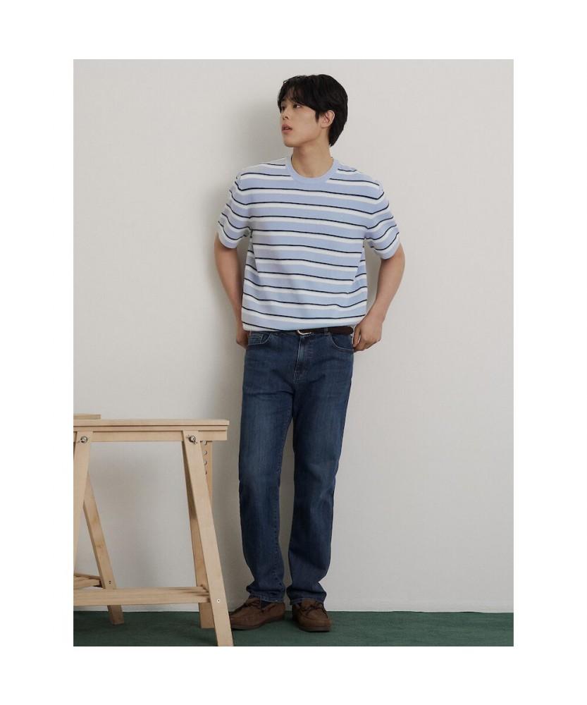 Binpolmen Striped Round Knit Sky Blue