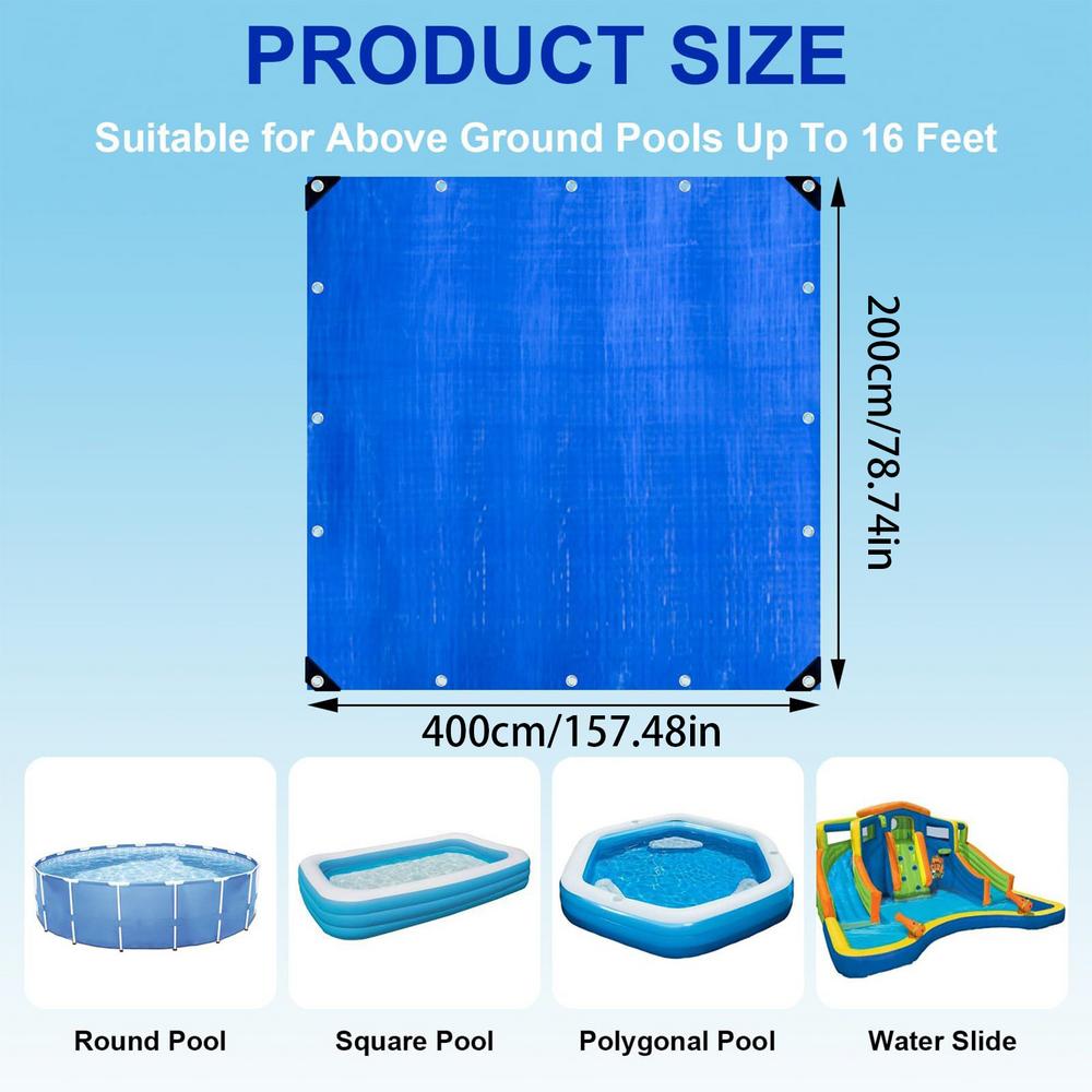 Pool Pad Pool Tarp Waterproof Rain Dust Cover Under Pool Floor Liner Underlayment Swimming Pool Mat Heavy Duty Double Sided Line