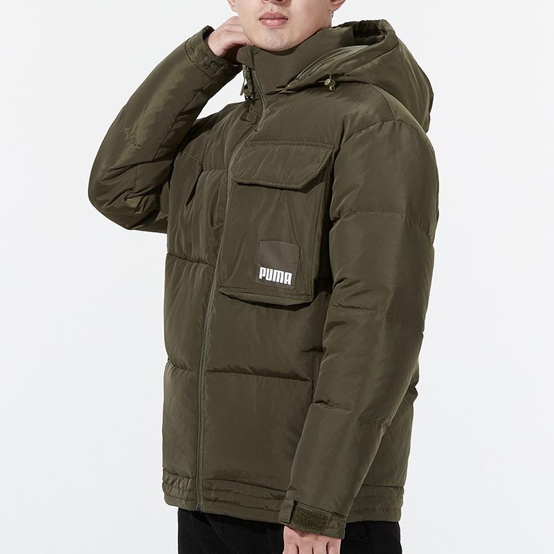 Puma Oversized Pocket Down Jacket with Hood Men Jackets Olive 532915-44