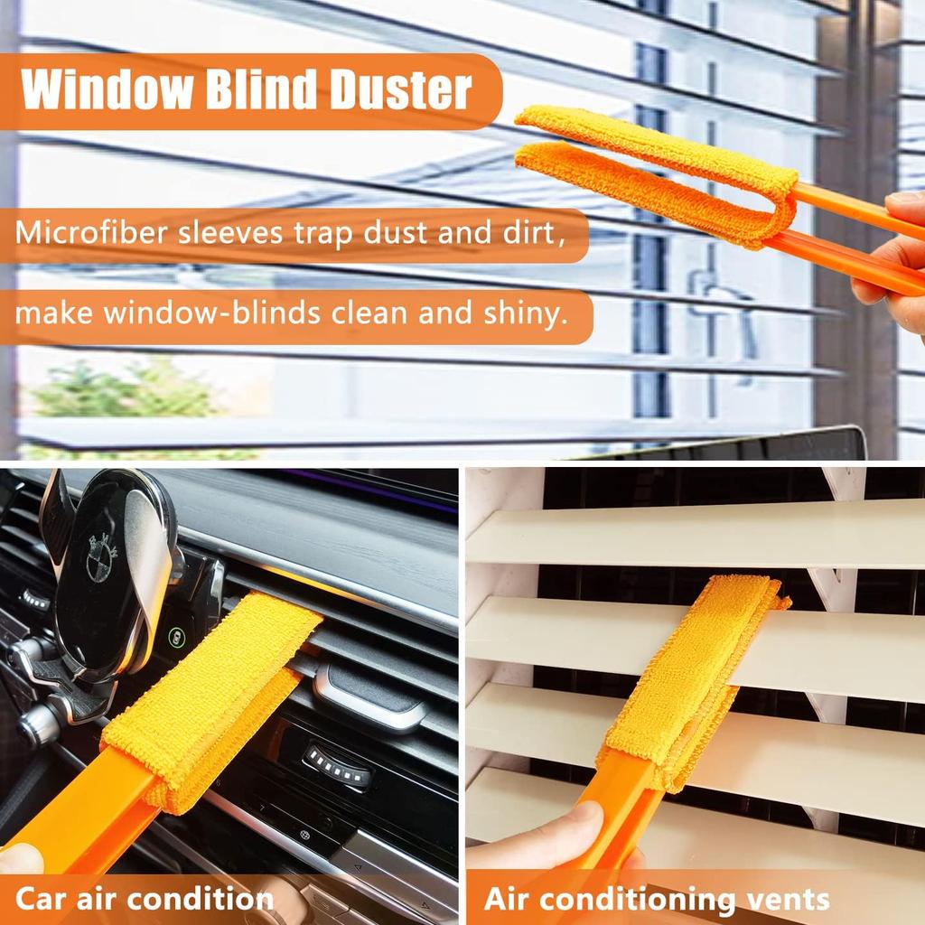 4 Pack Blinds Duster - Window Blinds Cleaner With 4 Microfiber Sleeves, Cleaning Tools For Air Conditioner Vents, Fans, Car Vents