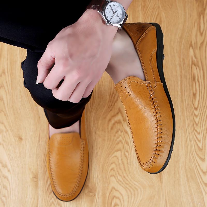 

Men s Spring & Autumn Casual Leather Driving Shoes - Large Size, Breathable & Slip-On Design 44 жовтий/коричневий