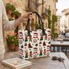 Christmas Printed Canvas Tote Bag Large Capacity Casual Handbag for Daily Shopping