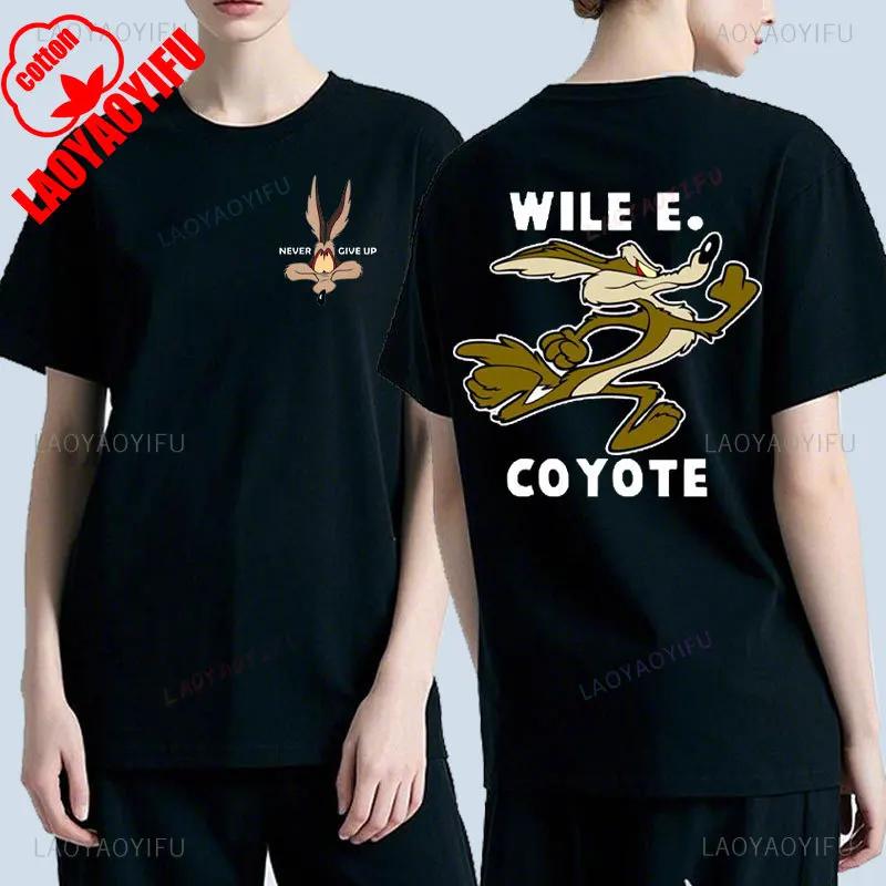 

Мультяшна футболка Wile E Coyote з двостороннім принтом, унісекс, модна футболка Y2k, класичний манга-принт, бавовняні футболки, літній топ XL