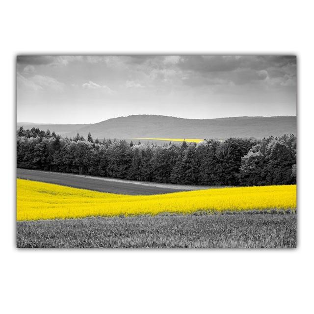 Retro Art Country Style Landscape Canvas Painting Rape Flower Sea Poster Office Wall Painting Living Room Home Decoration Mural No Frame